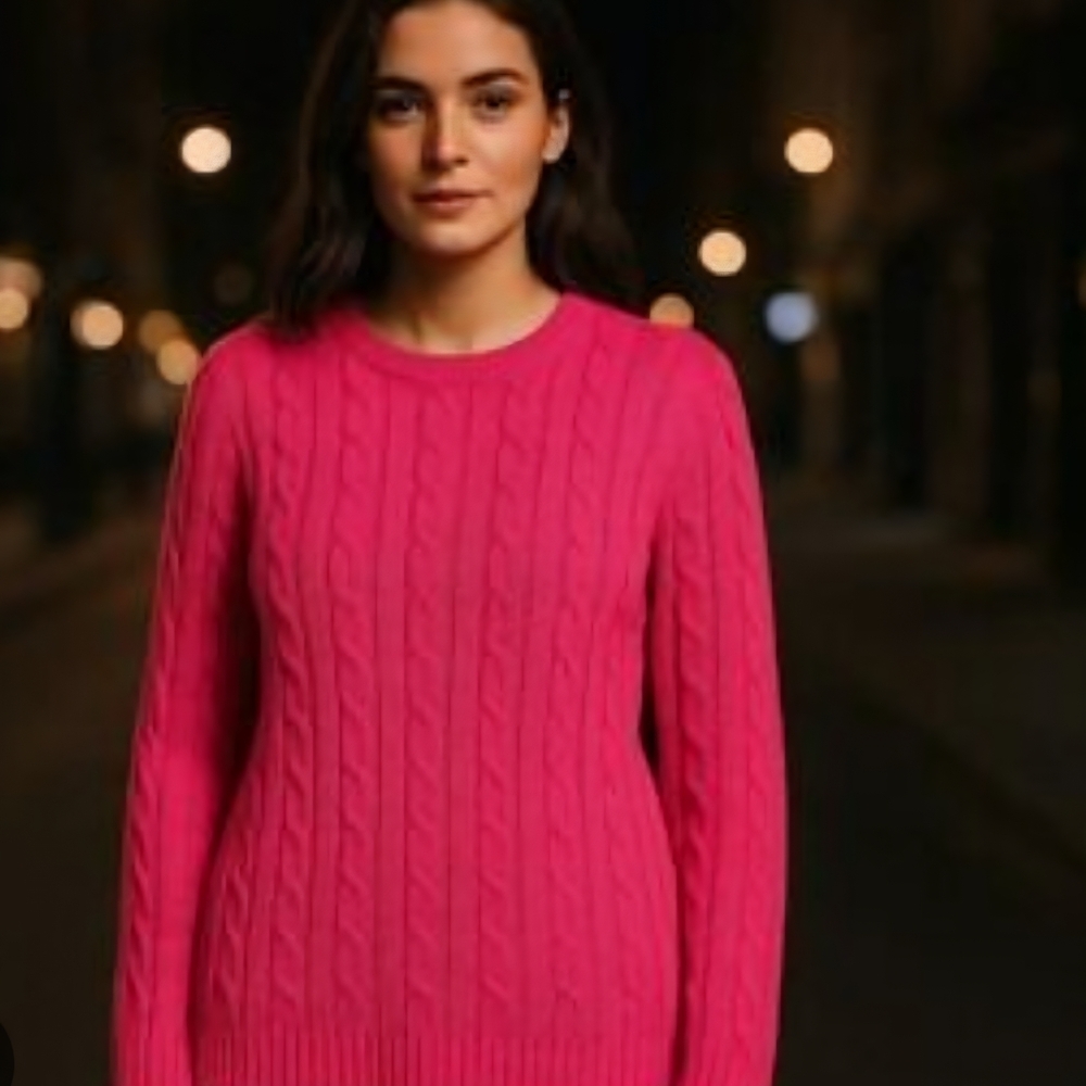 White Stag Women's Bright Pink Cable Knit Sweater
